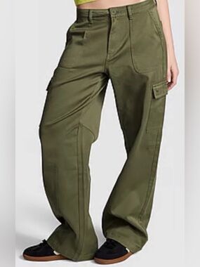 New PINK Victoria's Secret Green (XL) Pants Utility Cargo Retail $79.99 NWT